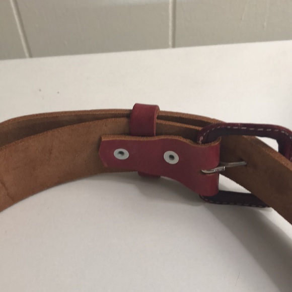 EUC Authentic Red Leather Belt Made In Mexico - Picture 6 of 6